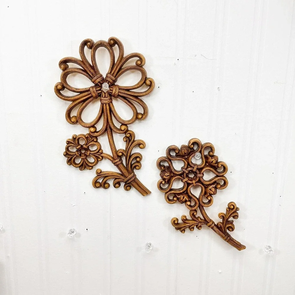 Vintage Plastic Wall Flower Decor - Dart Inc, Homco Wall Hangings